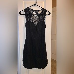 Black Lace, Open Back, Mini Dress